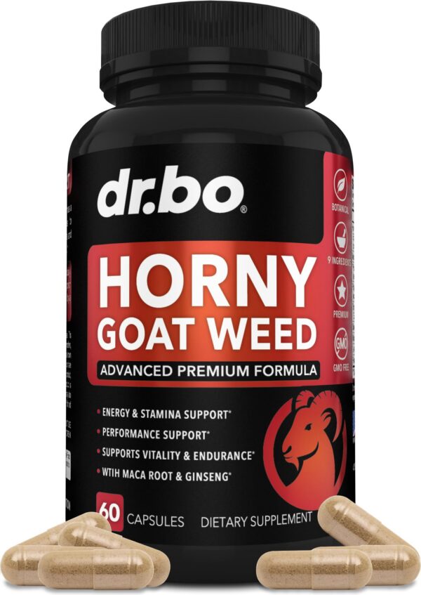 Frasco de suplemento Horny Goat Weed 1590mg DR. BO