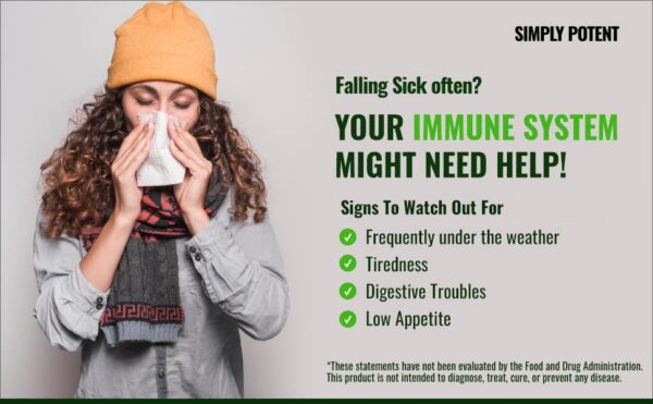 Frasco del suplemento inmunológico 10 en 1 Simply Potent