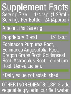 frasco suplemento inmunológico echinacea extracto herbal 30 ml