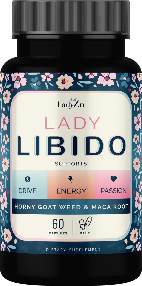 Frasco suplemento LadyZn potenciador de libido mujer 60 cápsulas