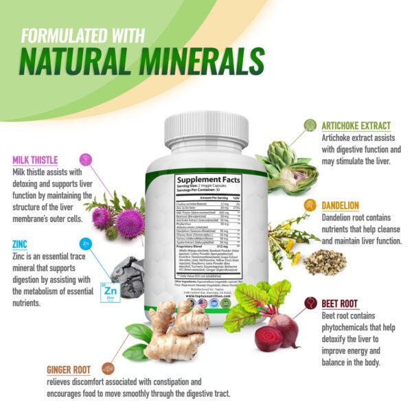 Frasco suplemento limpieza hígado Toplux 60 cápsulas