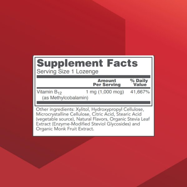 Frasco suplemento Metil B12 1000 mcg para metabolismo