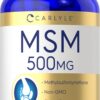 Version 1.0.0 Frasco de suplemento MSM 500mg 200 cápsulas Carlyle