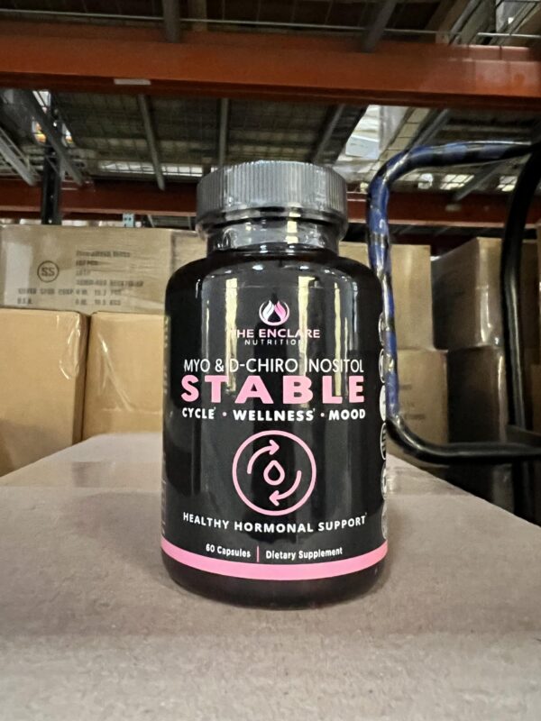 Frasco de suplemento Myo y D-chiro Inositol para apoyo ovárico