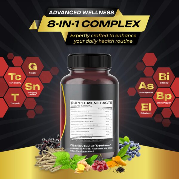 Frasco de suplemento natural cápsulas múltiples Gudomet