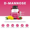 Frasco de suplemento natural D-manosa con ingredientes veganos