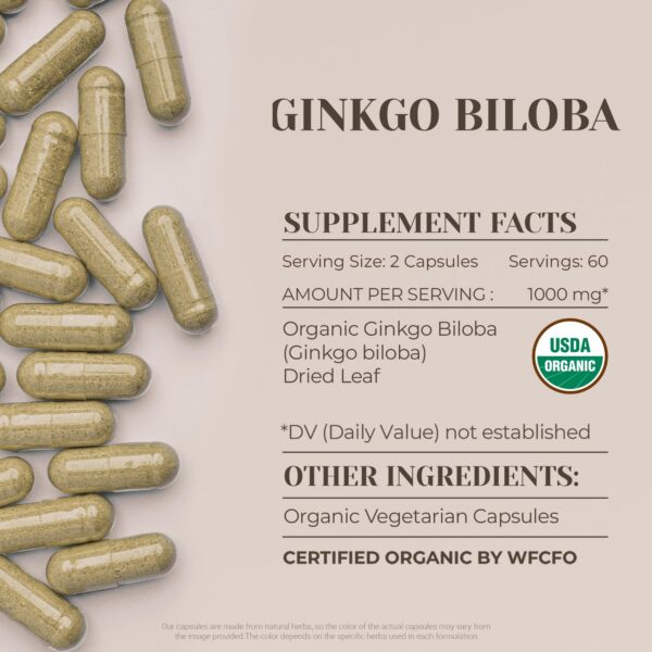 Frasco del suplemento natural Ginkgo Biloba Garden Organics