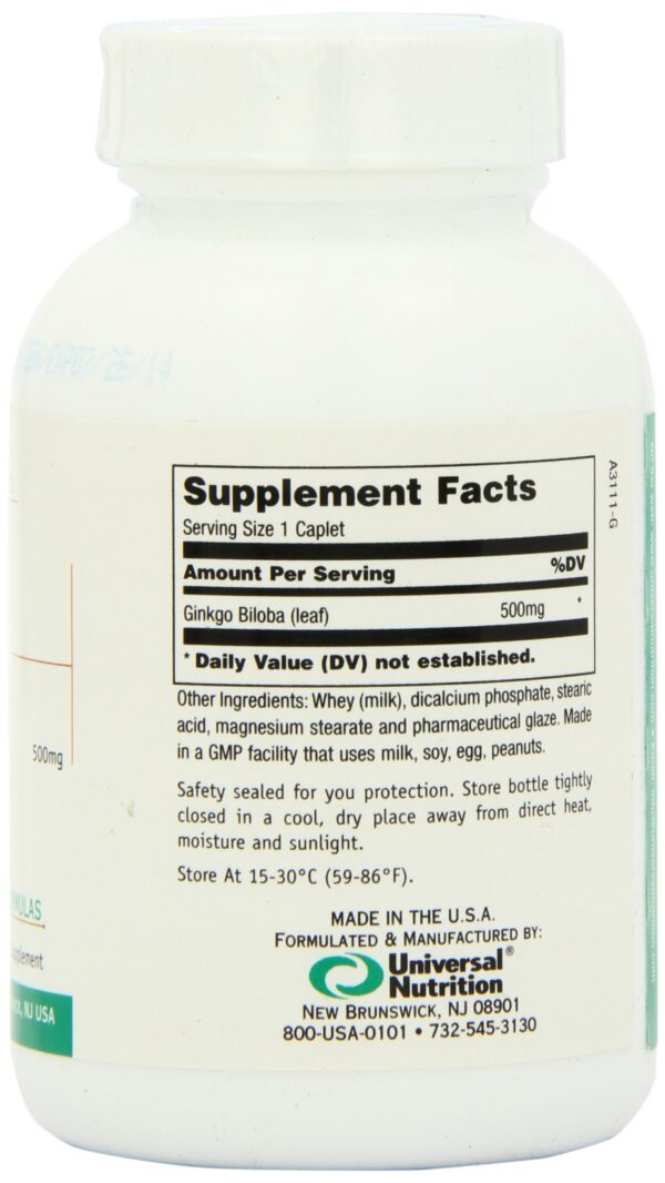 Version 1.0.0 Frasco suplemento natural Ginkgo biloba Universal Nutrition 500mg