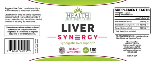 Frasco suplemento natural Liver Syn3rgy 180 cápsulas