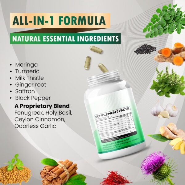 Frasco suplemento natural Nessarit Moringa ingredientes premium