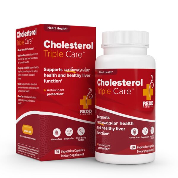 Frasco suplemento natural Redd Remedies cuidado colesterol