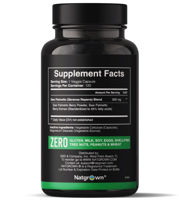 Version 1.0.0 Frasco de suplemento natural de serenoa repens para hombres