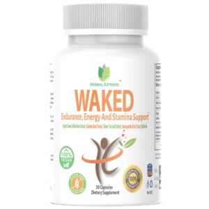 frasco suplemento natural waked energía resistencia 30 cápsulas