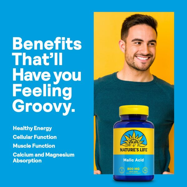 Frasco suplemento Nature's Life ácido málico 800 mg
