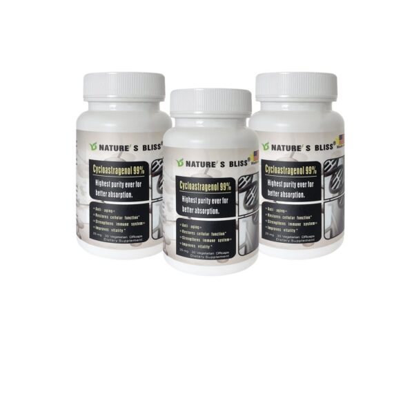 Frasco suplemento Nature'sbliss Cycloastragenol 25mg 90 cápsulas