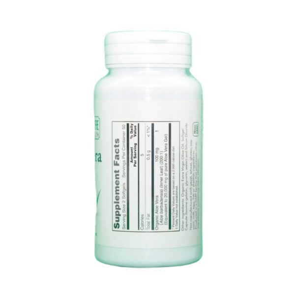 Frasco suplemento New Life Aloe Vera 100 softgels