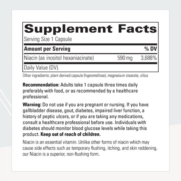 Frasco suplemento niacina hexaniacinato inositol 60 cápsulas
