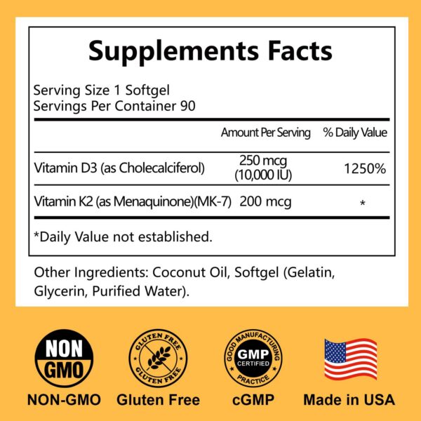 Frasco suplemento Novafun vitamina D3 K2 potente