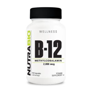 Frasco suplemento NutraBio Methyl B-12 2000mcg capsulas vegetales