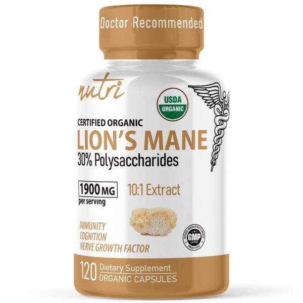 Version 1.0.0 Frasco suplemento Nutri Lions Mane orgánico 1900mg 120 cápsulas