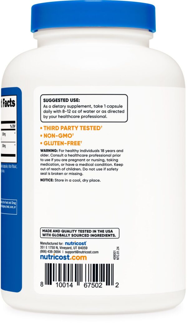 Frasco suplemento Nutricost Echinacea Goldenseal 500mg