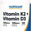 Frasco suplemento Nutricost vitamina K2 y D3