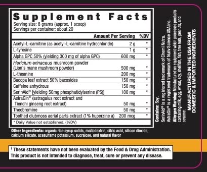 Frasco de suplemento Orange Brainwash para energía y enfoque