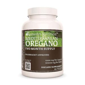 Frasco de suplemento de orégano mediterráneo Remedy's Nutrition 60 cápsulas veganas