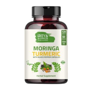 Frasco suplemento orgánico moringa y cúrcuma Ireya Ayurveda
