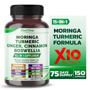 Version 1.0.0 Frasco suplemento PeakPury con moringa y cúrcuma 150 cápsulas