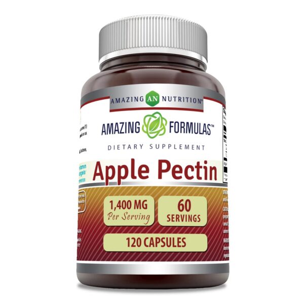 Frasco de suplemento de pectina de manzana Amazing Formulas 120 cápsulas