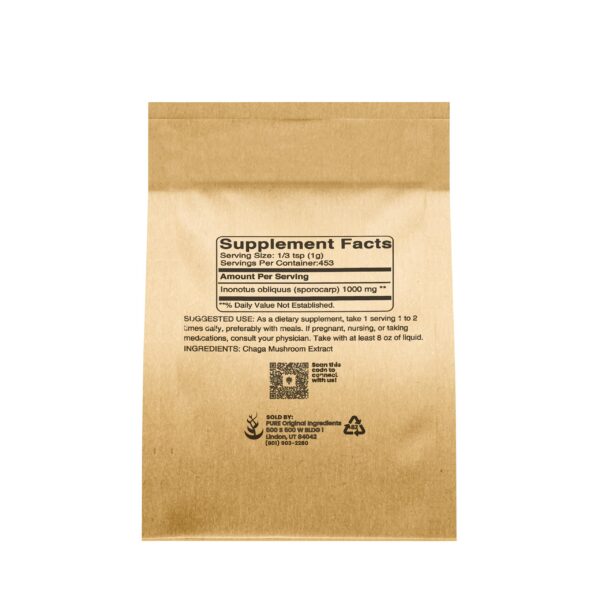 Frasco suplemento polvo extracto de chaga natural