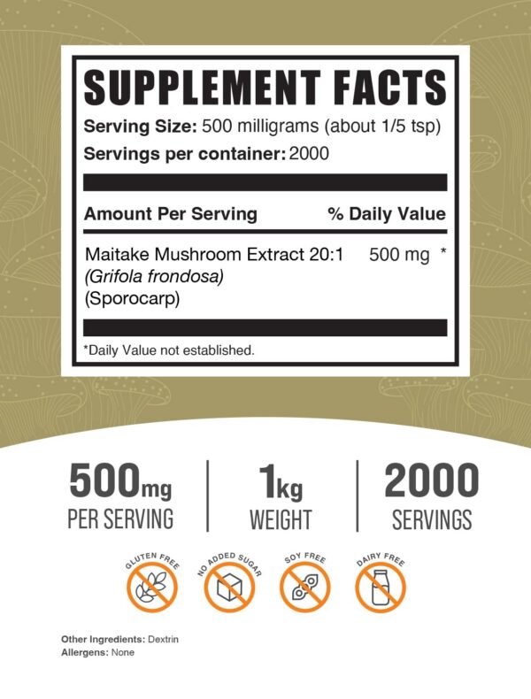 Frasco suplemento polvo Maitake BulkSupplements