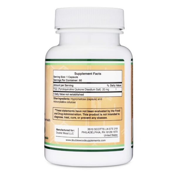 Frasco suplemento PQQ para energía y sueño saludable