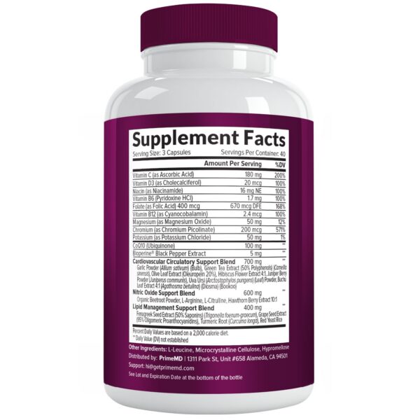 Frasco suplementario PrimeMD con ingredientes naturales