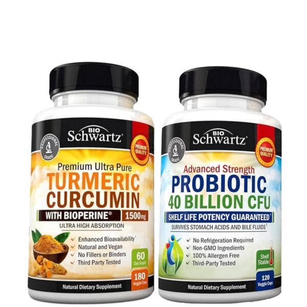 Version 1.0.0 Frasco suplemento probiótico 40 mil millones cfu BioSchwartz con cúrcuma