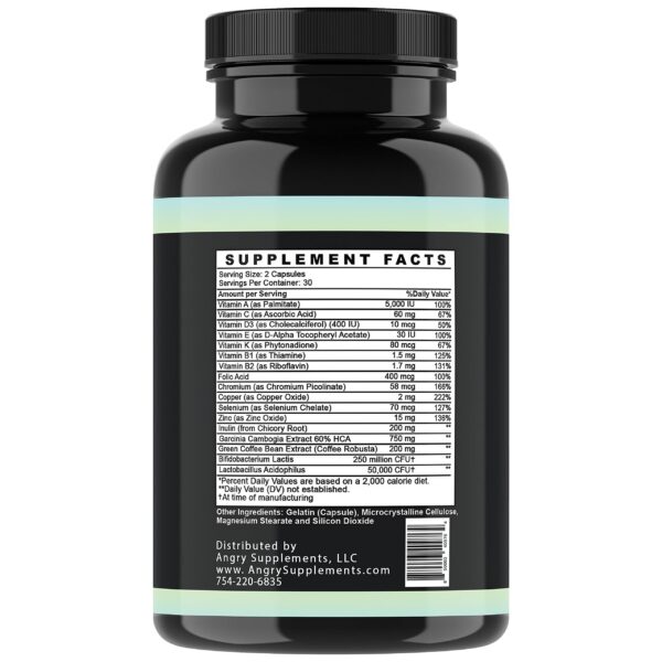 Frasco de suplemento probiótico Angry Supplements para inmunidad