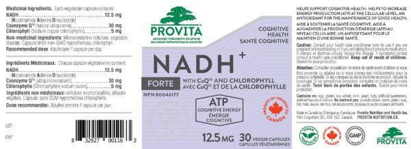 Frasco suplemento PROVITA NADH+ potencia mental y enfoque