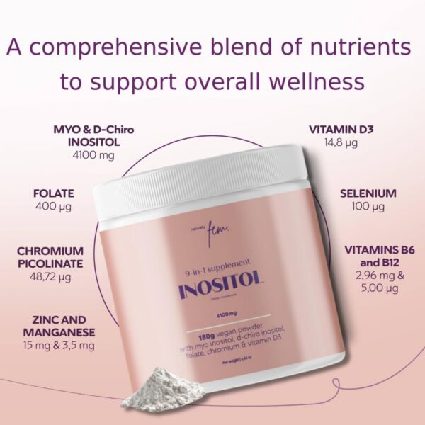 Frasco de suplemento QSTA de Inositol para mujer