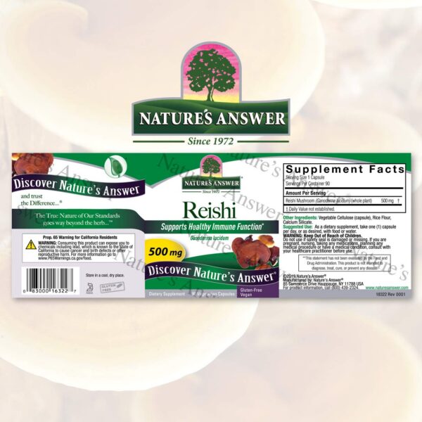 Version 1.0.0 Frasco suplemento reishi micelio 1000 mg Nature's Answer