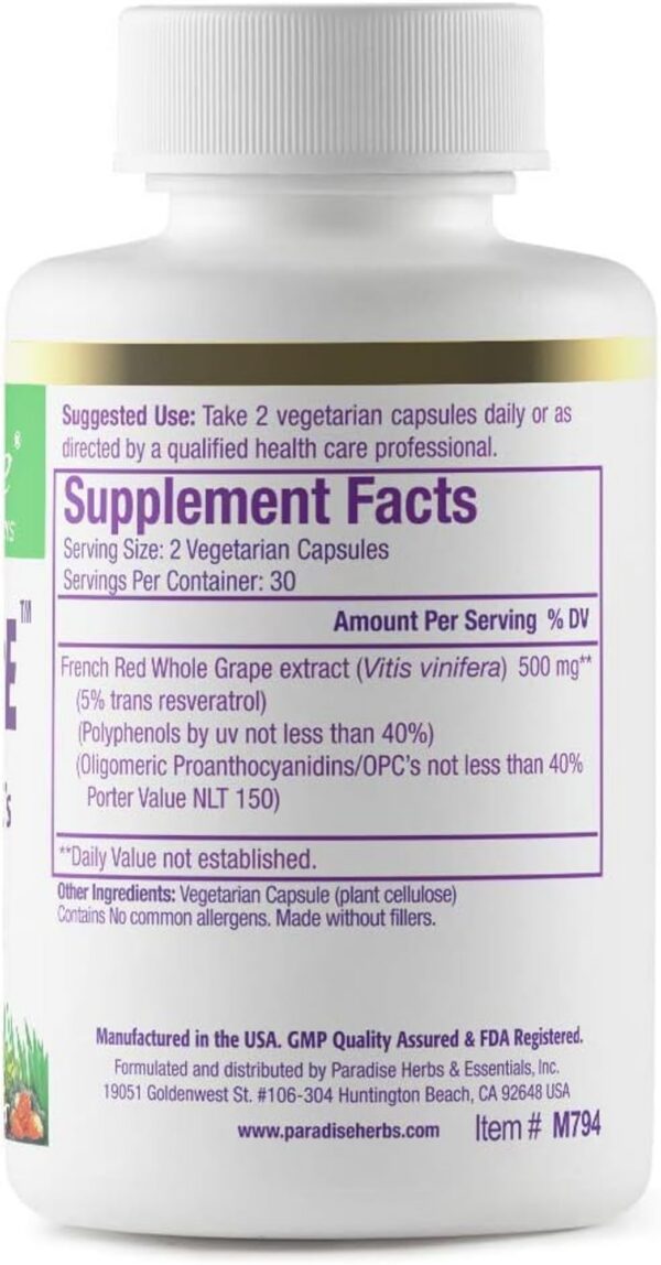 Frasco suplemento Resveragrape pura fórmula antioxidante