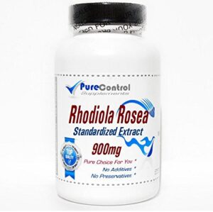 Frasco suplemento Rhodiola extracto estandarizado 900mg 90 cápsulas