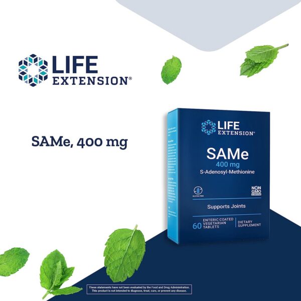 Frasco suplemento SAMe 400mg Life Extension