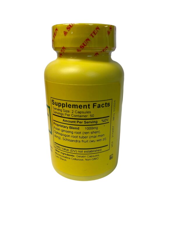 Frasco suplemento Sun Ten ginseng ophiopogon 100 caps