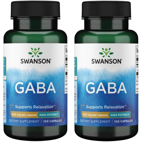 Frasco de suplemento Swanson GABA para calma y relajación