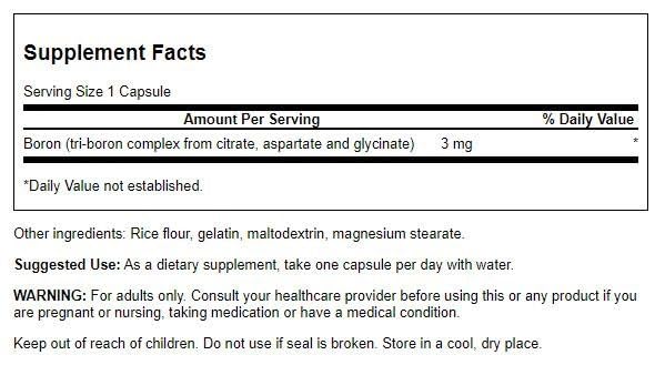 Frasco adicional de suplemento Swanson triple boro 250 cápsulas