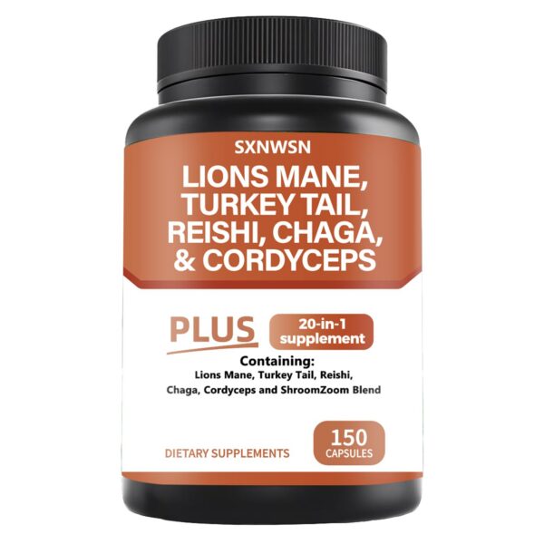 Version 1.0.0 Frasco de suplemento SXNWSN Melena de León con mezcla de hongos vegana