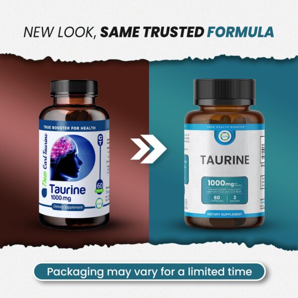 Frasco suplemento taurina TrueMed 60 cápsulas