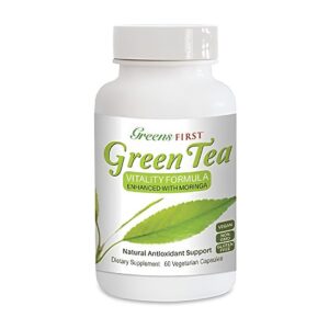 Frasco suplemento té verde y moringa Greens First 60 cápsulas