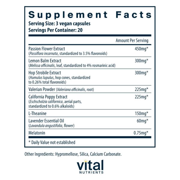 Frasco suplemento Vital Nutrients para sueño con aroma a lavanda